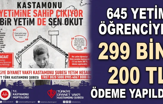 645 Yetim Öğrenciye 299 Bin 200 TL Ödeme Yapıldı