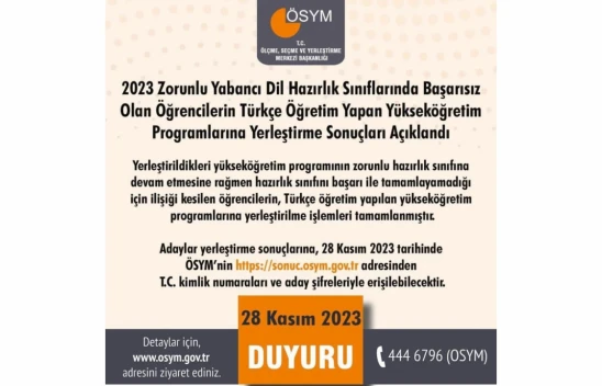 Başarısız Öğrencilerin Yerleştirme Sonuçları Açıklandı