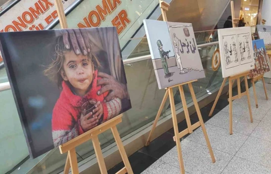 Gazze'deki Dramı Anlatan Karikatür ve Resim Sergisi Açıldı
