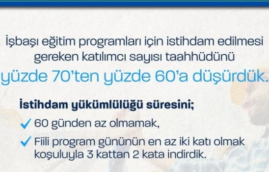 İşbaşı Eğitim Programı'nda Yeni Düzenleme