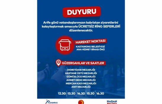 Kastamonu Belediyesi'nden Kabristan Ziyaretleri İçin Ücretsiz Ring Servisi