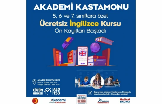 Kastamonu Belediyesi'nden Öğrencilere Ücretsiz İngilizce Kursu