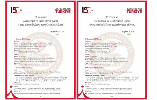 Kastamonu'da 15 Temmuz Anma Programı Açıklandı