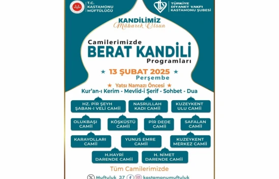 Kastamonu'da Berat Kandili İçin Manevi Buluşma Düzenlenecek