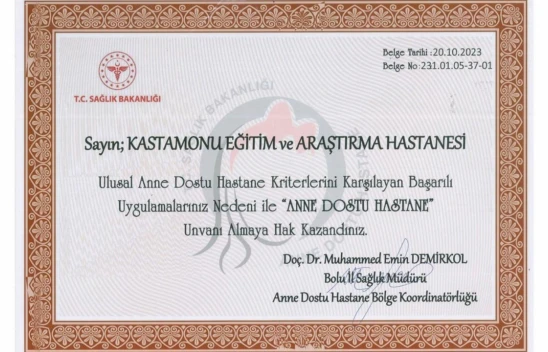 Kastamonu Eğitim ve Araştırma Hastanesi, Anne Dostu Oldu