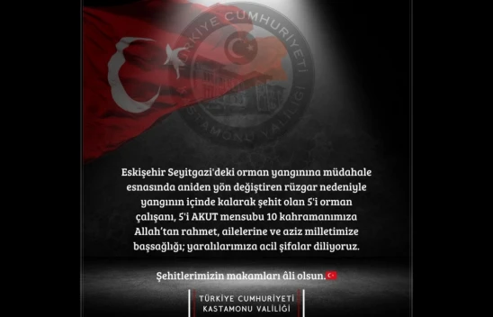 Kastamonu Valiliği: 'Şehitlerimizin Makamları Âli Olsun'