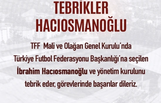 Kastamonuspor'dan Hacıosmanoğlu'na Tebrik Mesajı