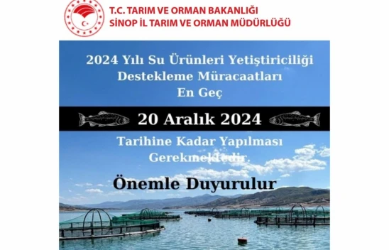 Su Ürünleri Destekleme Başvuruları İçin Son Tarih Yaklaşıyor