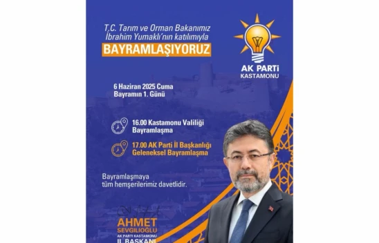 Tarım ve Orman Bakanı Yumaklı Kastamonu'da Bayramlaşma Programına Katılacak