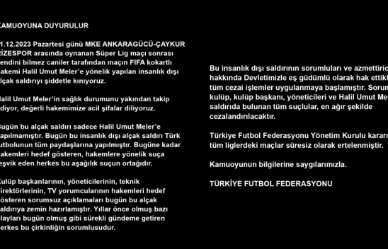 Türkiye'de Tüm Ligler Süresiz Olarak Ertelendi