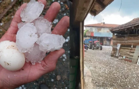 Yumurta büyüklüğünde dolu yağdı