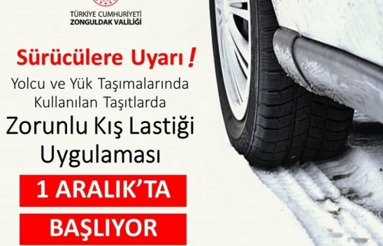 Zonguldak'ta 1 Aralık'ta Kış Lastiği Uygulaması Başlıyor