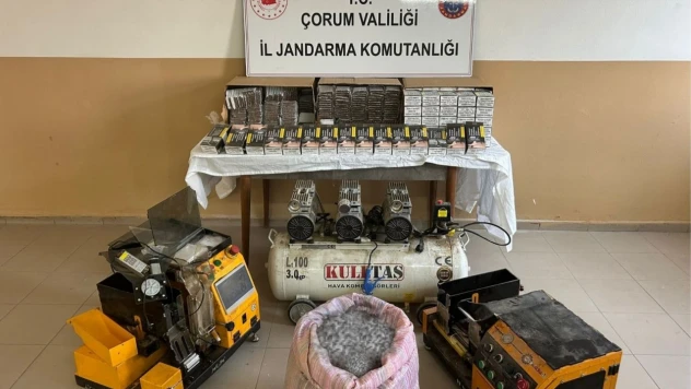 Alaca'da Kaçak Sigara İmalathanesine Jandarma Baskını