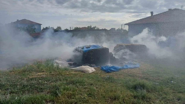 Alaca'da Saman Balyaları Alev Alev Yandı