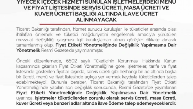 Bartın'da Restoran Ve Kafelere İlave Ücret Uyarısı