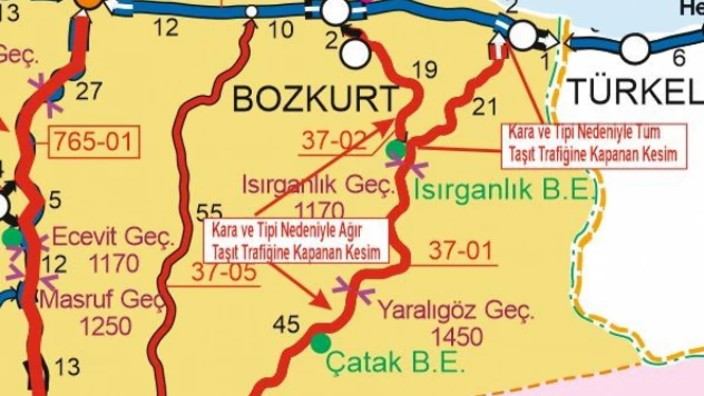 Çatalzeytin'e Ulaşımın Sağlandığı Yol Trafiğe Kapatıldı
