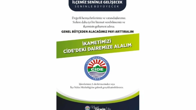 Cide Belediyesi'nden İkamet Adresi Çağrısı