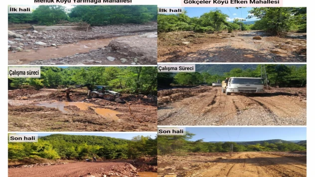 Cide'de köy yolları onarılıyor