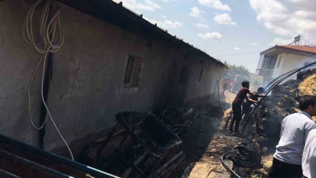 Çorum'da Çıkan Yangında 550 Balya Ot Kül Oldu