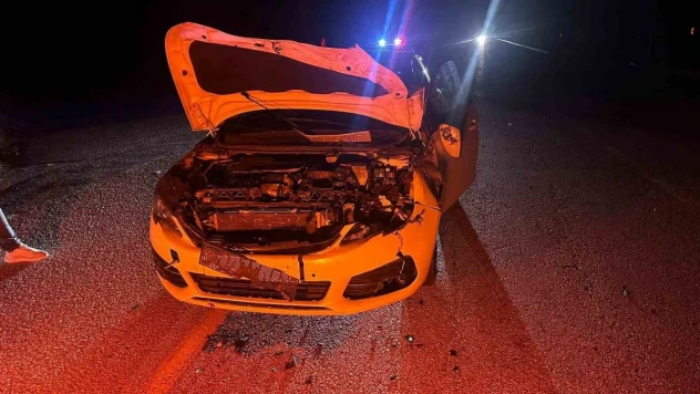 Çorum'da Otomobil Yola Çıkan Danaya Çarptı