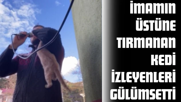 Ezan Okuyan İmamın Üzerine Tırmanan Kedi İzleyenleri Gülümsetti