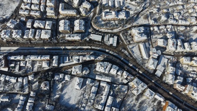 Kar Manzarası Dronla Görüntülendi