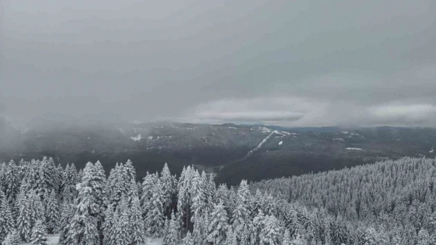 Karla Kaplanan Ilgaz Dağı Havadan Görüntülendi