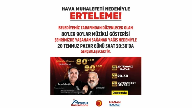 Kastamonu'da 80'ler 90'lar Gösterisi Hava Muhalefeti Nedeniyle Ertelendi