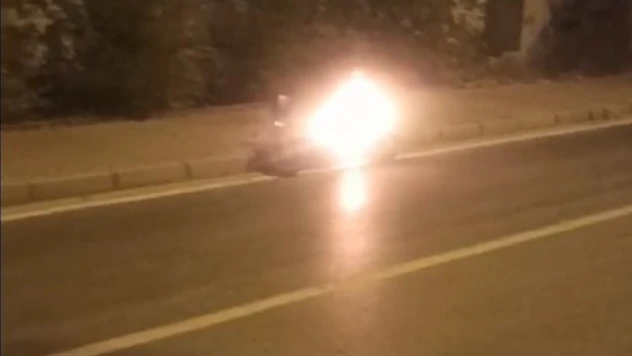 Kastamonu'da seyir halindeki motosiklet yandı