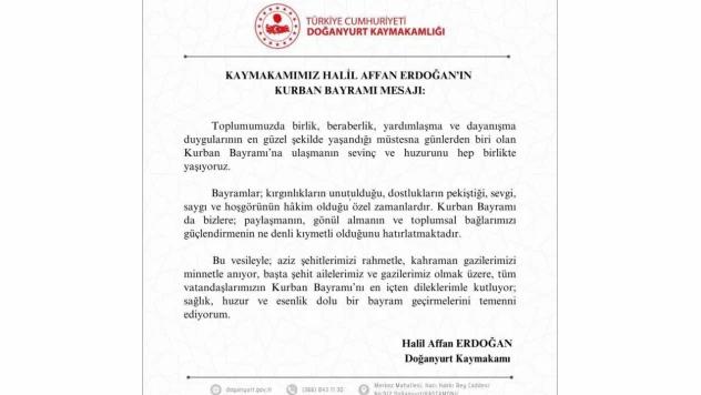 Kaymakam Erdoğan: 'Bayramlar, Hoşgörünün Hâkim Olduğu Özel Zamanlardır'