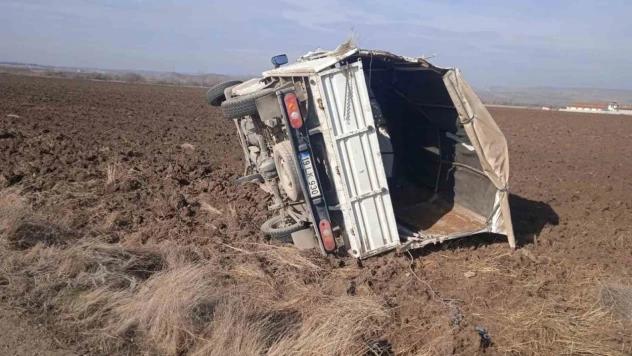 Kamyonet Tarlaya Uçtu: 1 Yaralı