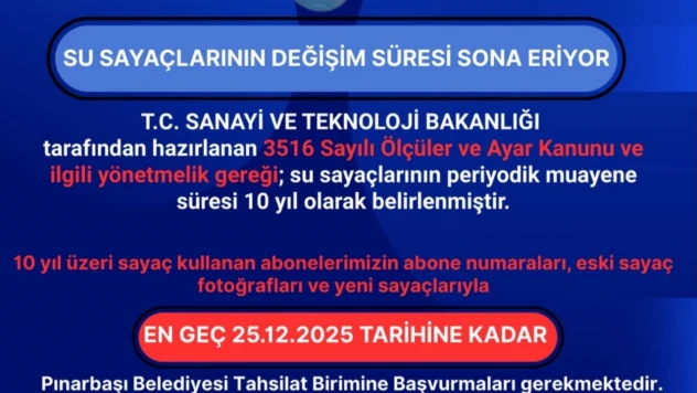Pınarbaşı'nda Su Sayaçları İçin Son Tarih