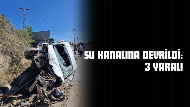 Reklam Tabelasına Çarptı, Su Kanalına Devrildi: 3 Yaralı