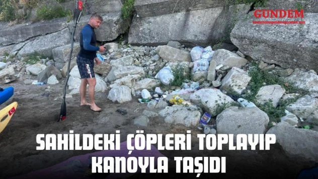 Sahildeki Çöpleri Toplayıp Kanoyla Taşıdı