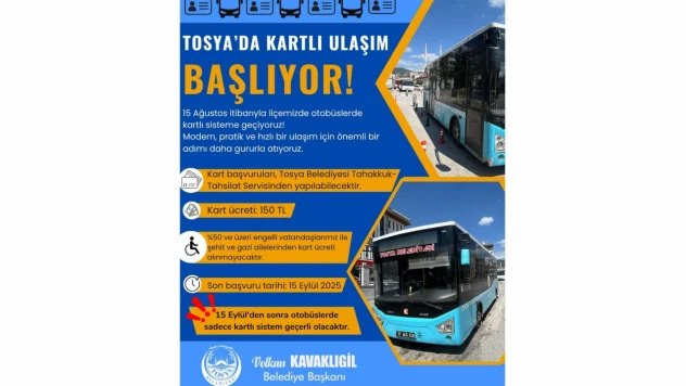 Tosya'da Ulaşımda Kartlı Dönem
