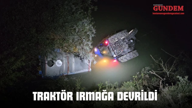 Traktör Irmağa Devrildi, Sürücü Yaralandı