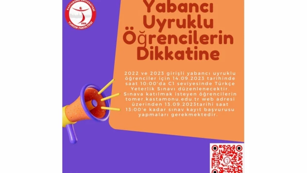 Yabancı uyruklu öğrenciler için duyuru