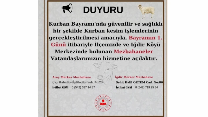 Araç'ta mezbahane duyurusu