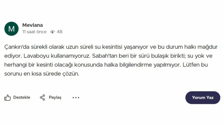 Çankırı'da Sürekli Yaşanan Su Kesintilerine Vatandaşlardan Tepki