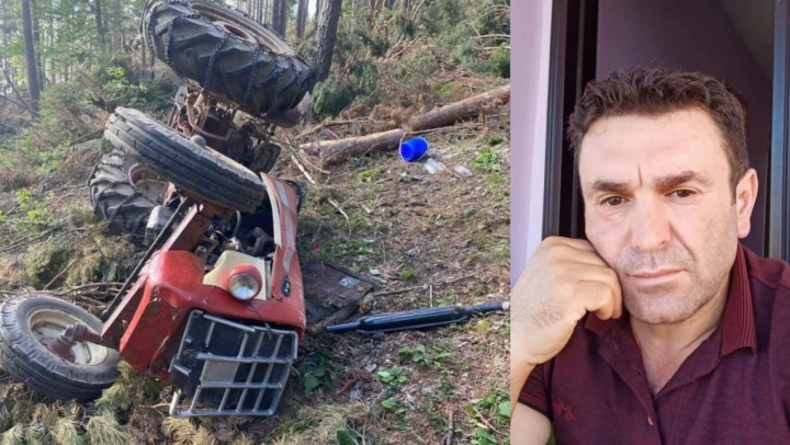 Devrilen traktör can aldı