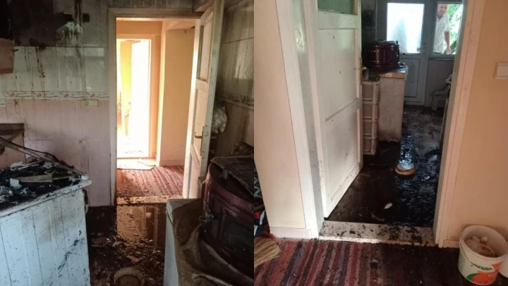 Fırından çıkan yangın evi kullanılamaz hale getirdi