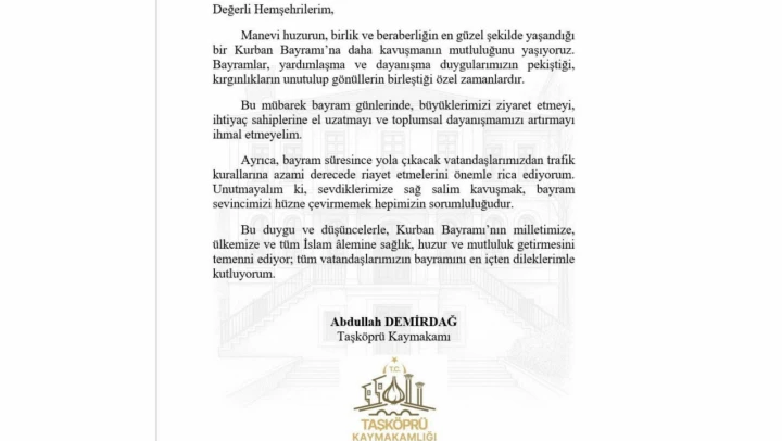 Kaymakam Demirdağ: 'Dayanışmamızı Artırmayı İhmal Etmeyelim'