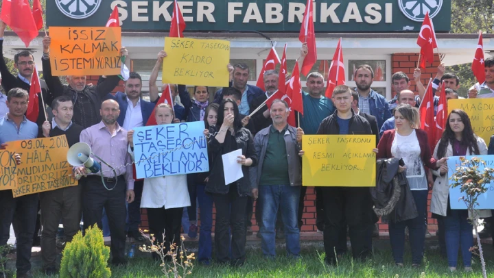 Şeker Fabrikası'ndaki taşeronlar kadro istedi