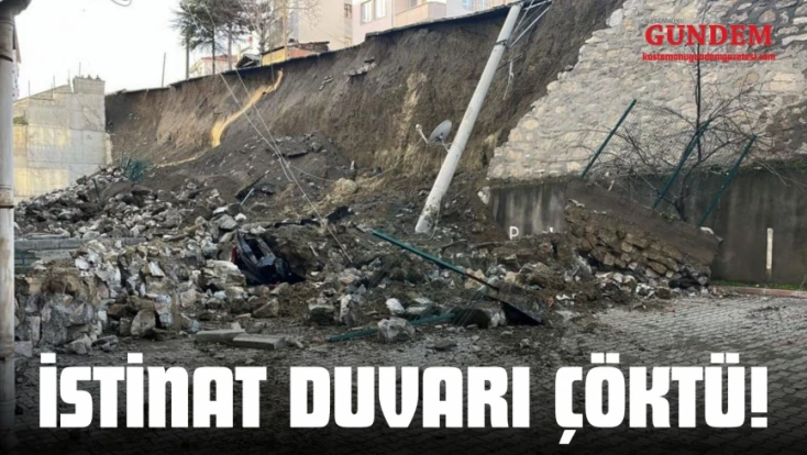 Kastamonu'da İstinat Duvarı Çöktü, 7 Araç Zarar Gördü