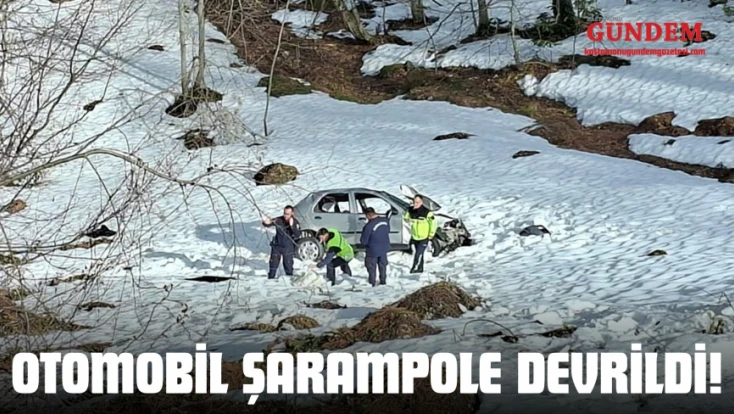 Otomobil Şarampole Devrildi: 2 Yaralı