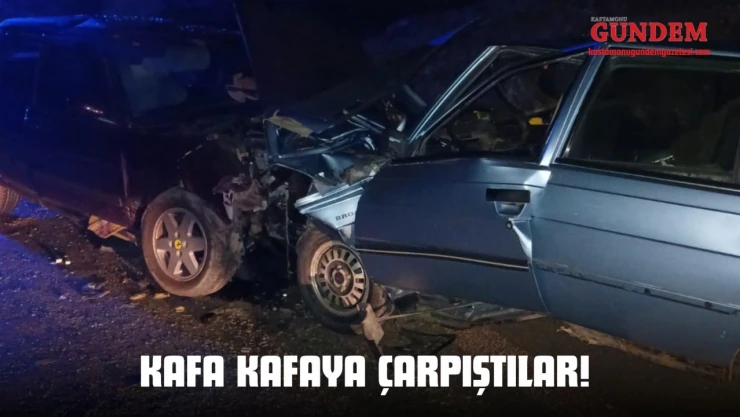 2 Otomobil Kafa Kafaya Çarpıştı: 3 Yaralı