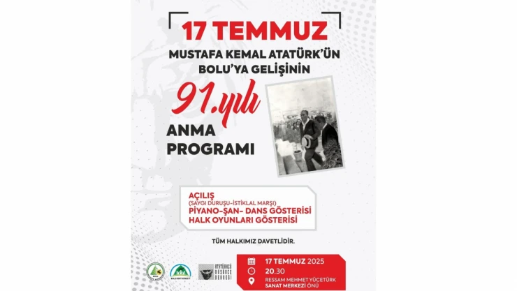 Atatürk'ün Bolu'ya Gelişinin Yıl Dönümü Dolayısıyla Anma Programı Düzenlenecek