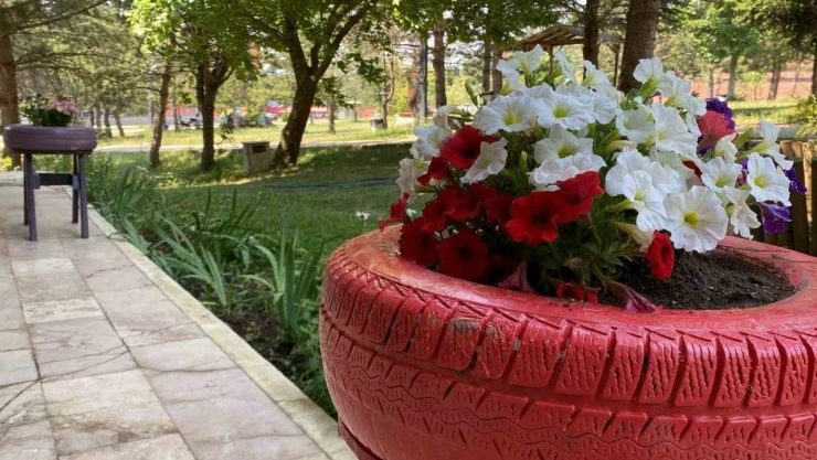 Atık Malzemeler Renkli Çiçekliğe Dönüştü