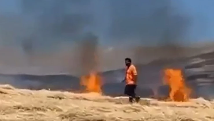 Çıkan Yangında 20 Dönümlük Tarla Zarar Gördü