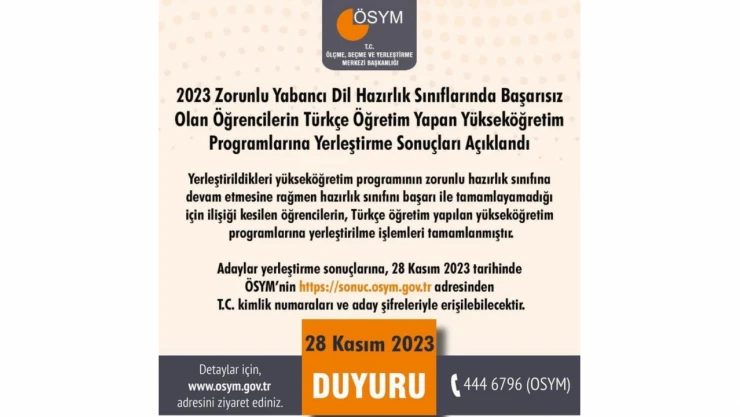 Başarısız Öğrencilerin Yerleştirme Sonuçları Açıklandı